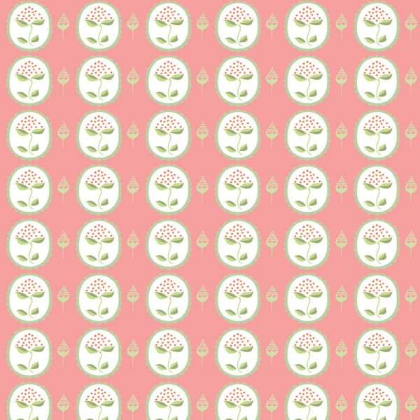 bud-green-on-strong-pink-f.jpg "Bud" Linen in Green on Strong Pink