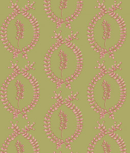 "Laurel Overlay Large" Grasscloth in Olive Geranium