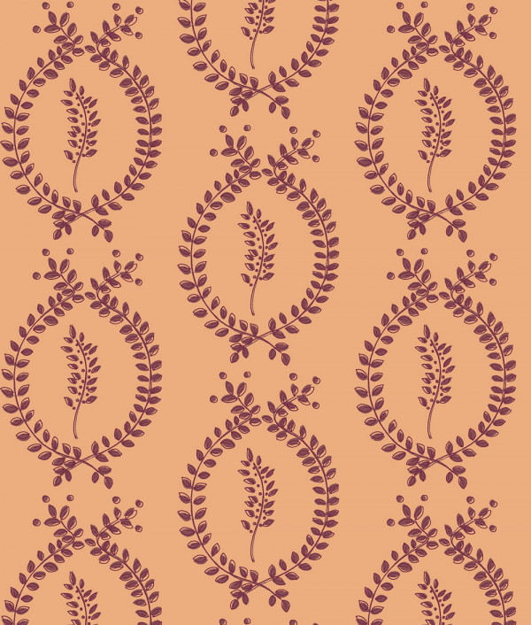 "Laurel Overlay Large" Grasscloth in Orange Plum