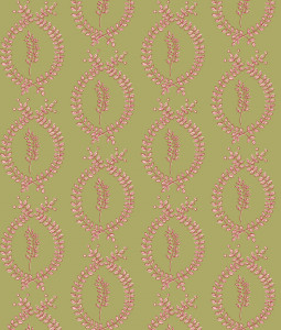 "Laurel Overlay Standard" Grasscloth in Olive Geranium