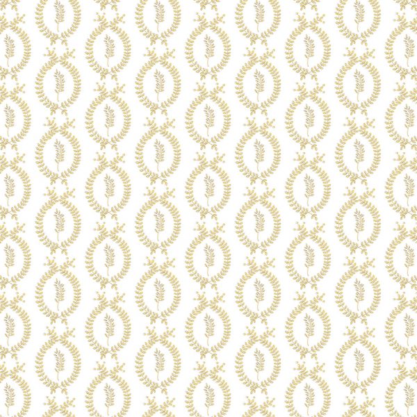 little-laurel-sepia-on-yellow-f.jpg "Little Laurel" Linen in Sepia on Yellow